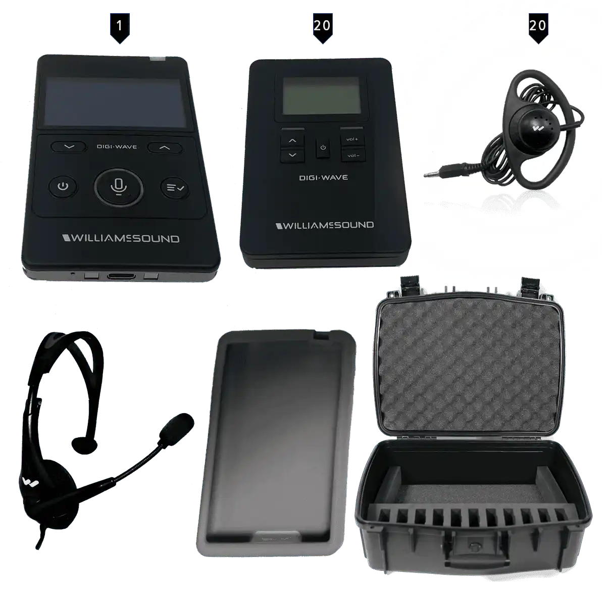 Williams AV DWS TGS 20 400 ALK – Digi-Wave Tour Guide System for 21 Assistive Listening Williams AV