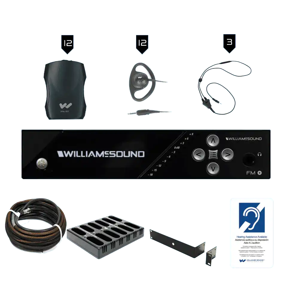 Williams Sound FM 557-12 PRO FM+ PRO System Package (12 R37 receivers) Assistive Listening Williams AV