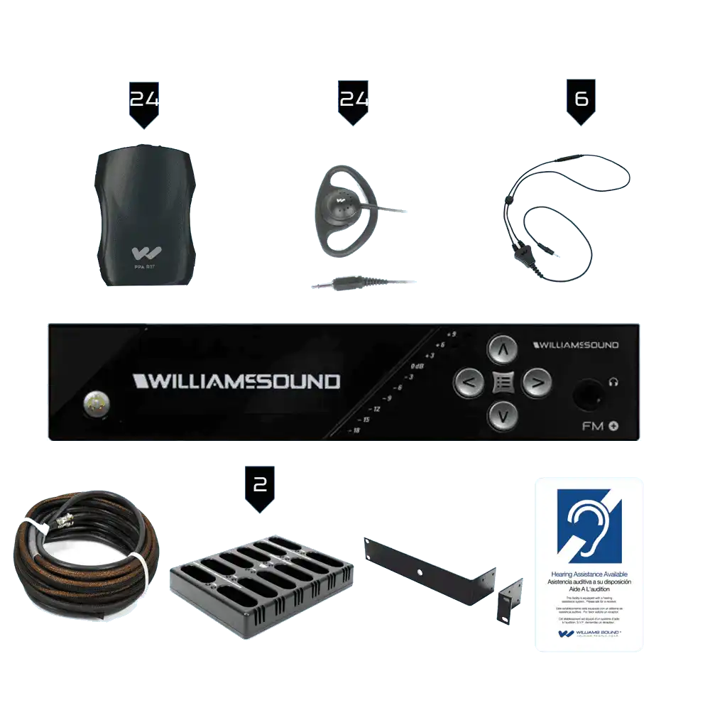 Williams Sound FM 557-24 PRO FM+ PRO System Package (24 R37 receivers) Assistive Listening Williams AV
