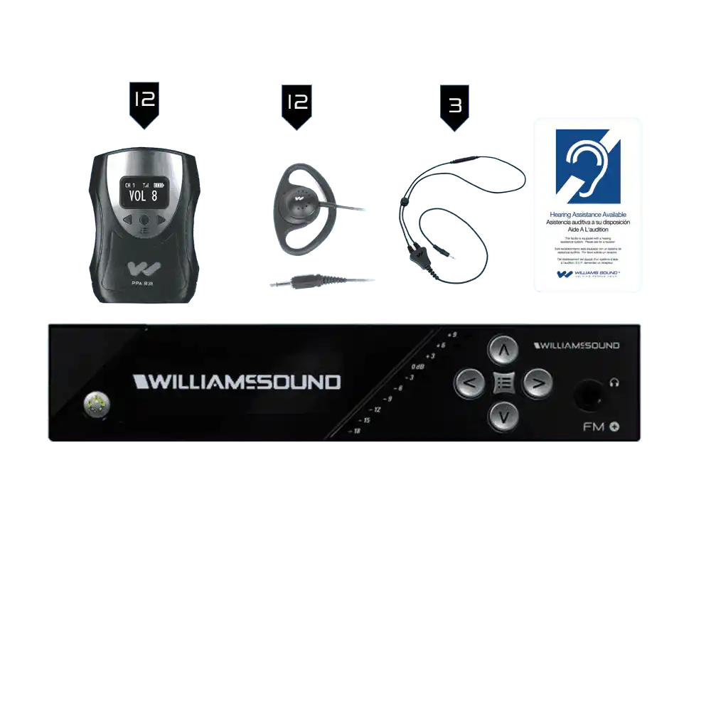 Williams Sound FM 558-12 FM+ System Package (12 R38 receivers) Assistive Listening Williams AV