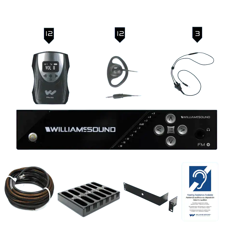 Williams Sound FM 558-12 PRO FM+ PRO System Package (12 R38 receivers) Assistive Listening Williams AV