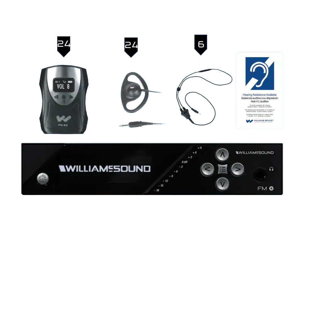 Williams Sound FM 558-24 FM+ System Package (24 R38 receivers) Assistive Listening Williams AV