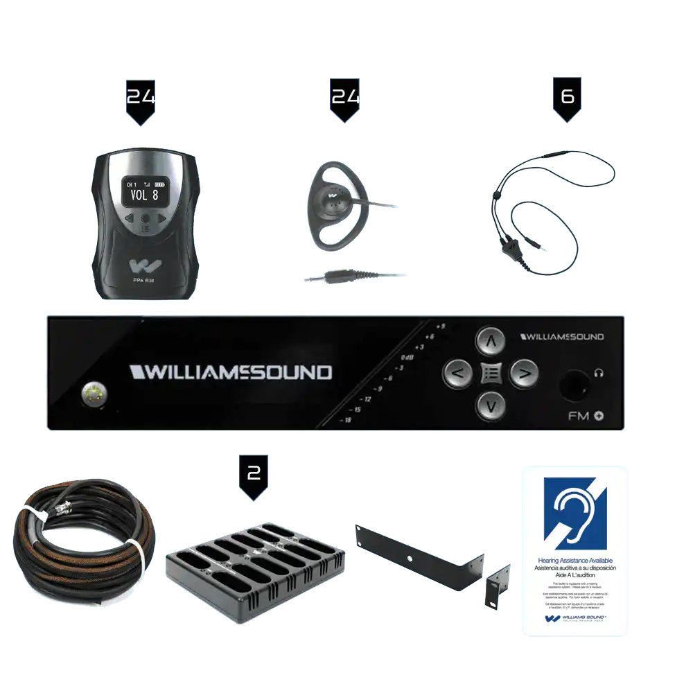 Williams Sound FM 558-24 PRO FM+ PRO System Package (24 R38 receivers) Assistive Listening Williams AV