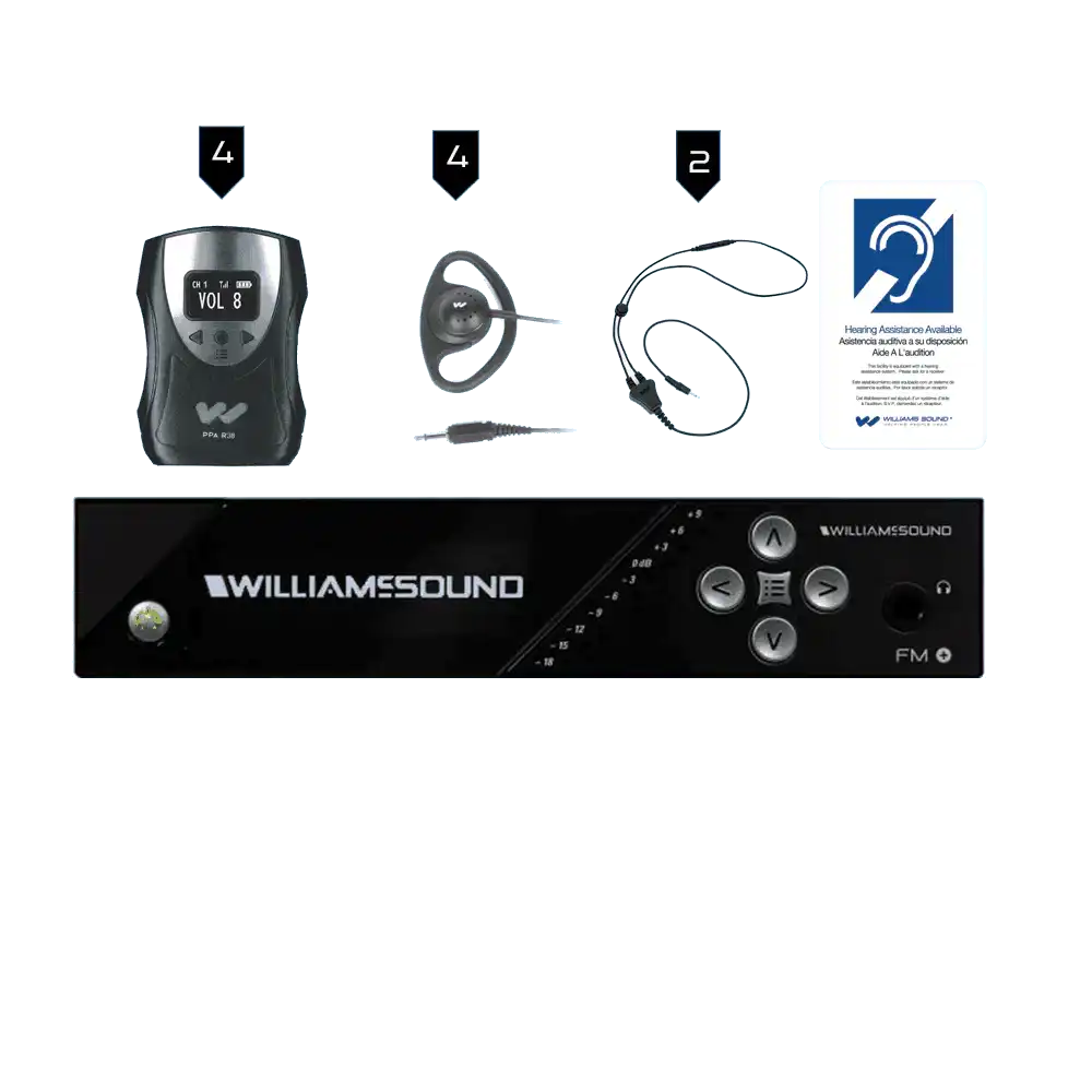 Williams Sound FM 558 FM+ System Package (4 R38 receivers) Assistive Listening Williams AV