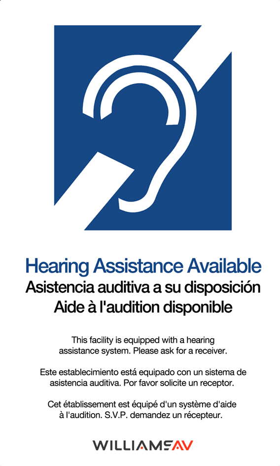 Williams Sound IDP 008 ADA Wall Plaque Assistive Listening Williams AV