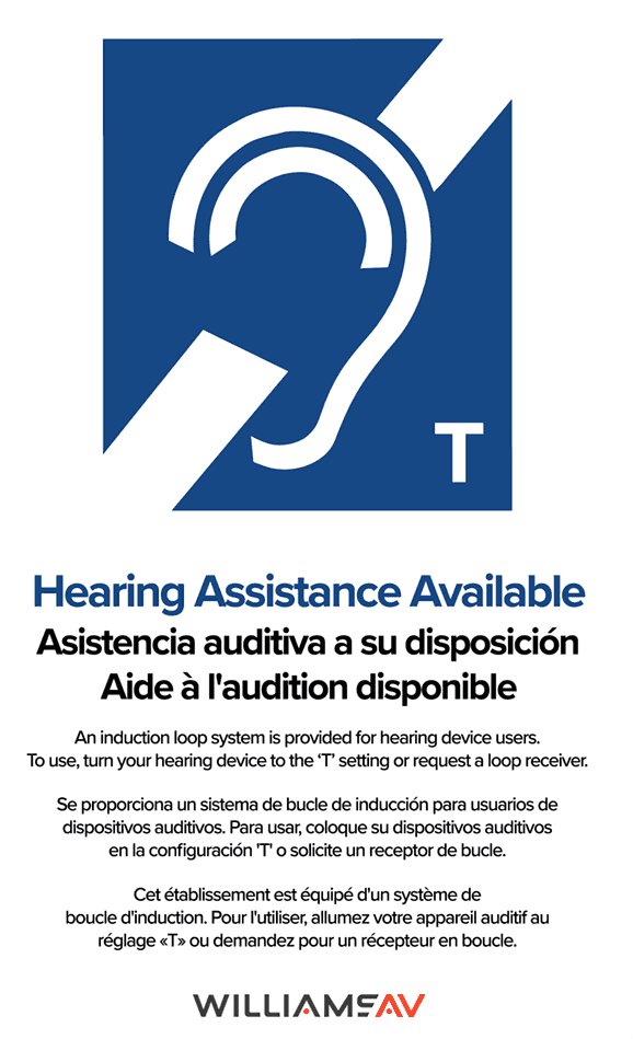Williams Sound IDP 009 – ADA Wall Plaque with T-Coil Symbol Assistive Listening Williams AV