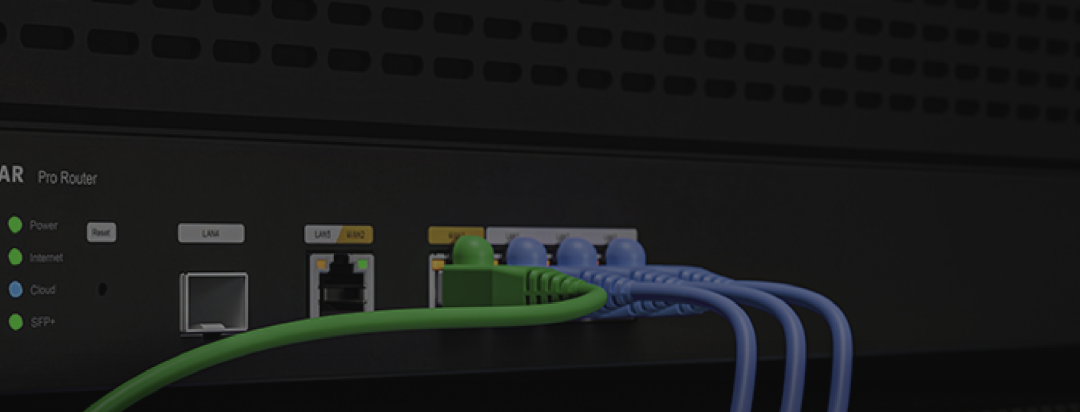 Close-up of network cables connected to a device's ports.