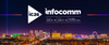 Infocomm 2023 event banner with Las Vegas skyline background.