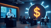 A virtual meeting with a dollar sign displayed on a screen.