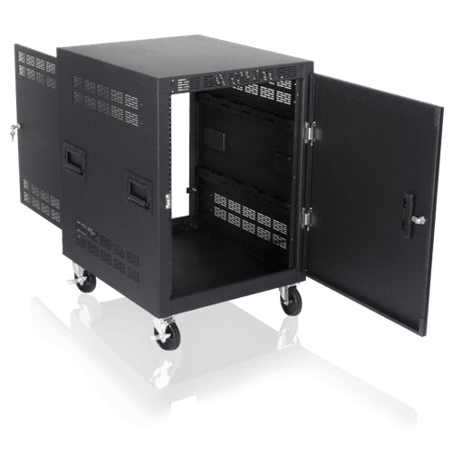 Atlas Sound RX14-25 25" Deep, 14RU Mobile Equipment Rack Includes: Casters, and Side Handles