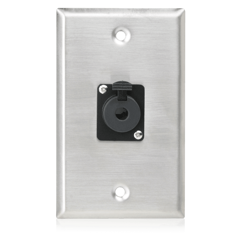 Atlas Sound SG-QTRSL-F1 Single Gang Stainless Steel Plate with (1) Female Locking TRS Connector