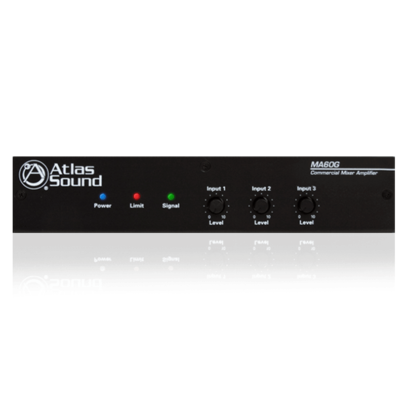 Atlas Sound MA60G 3-Input, 60-Watt Mixer Amplifier with Global Power Supply