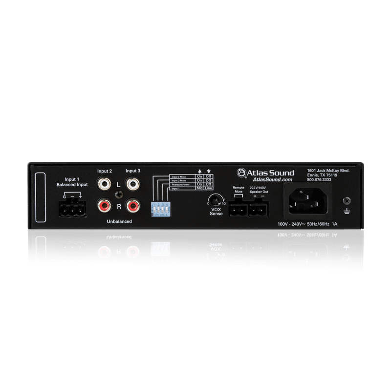 Atlas Sound MA60G 3-Input, 60-Watt Mixer Amplifier with Global Power Supply
