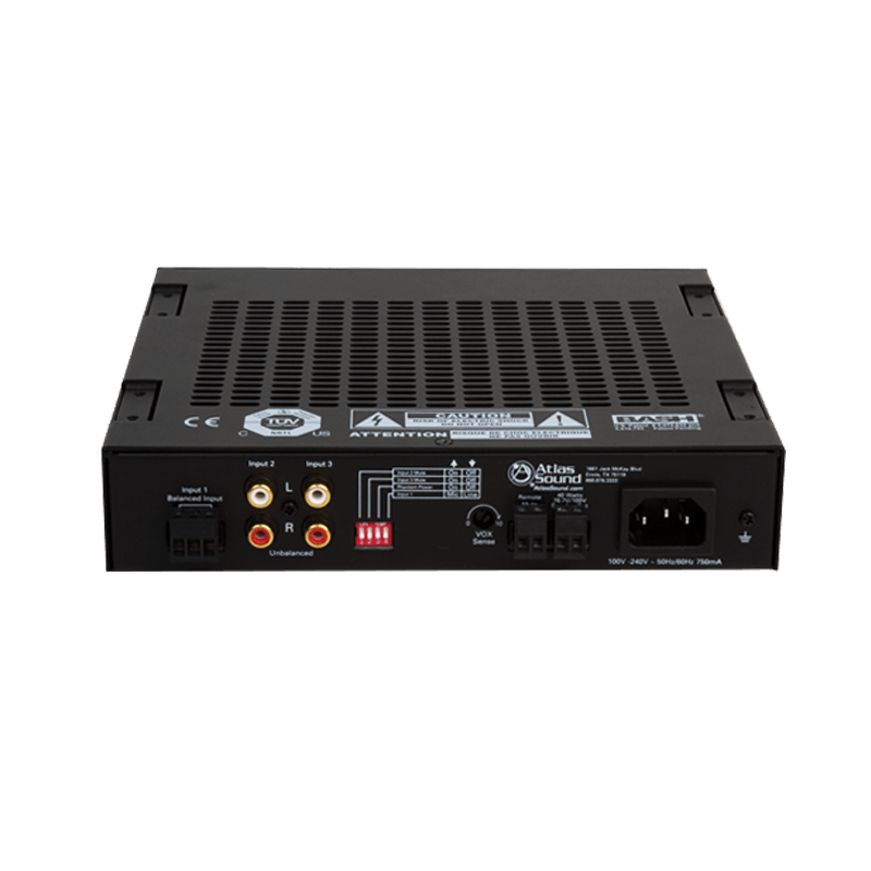 Atlas Sound MA40G 3-Input, 40-Watt Mixer Amplifier with Global Power Supply
