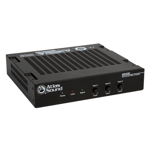 Atlas Sound MA40G 3-Input, 40-Watt Mixer Amplifier with Global Power Supply