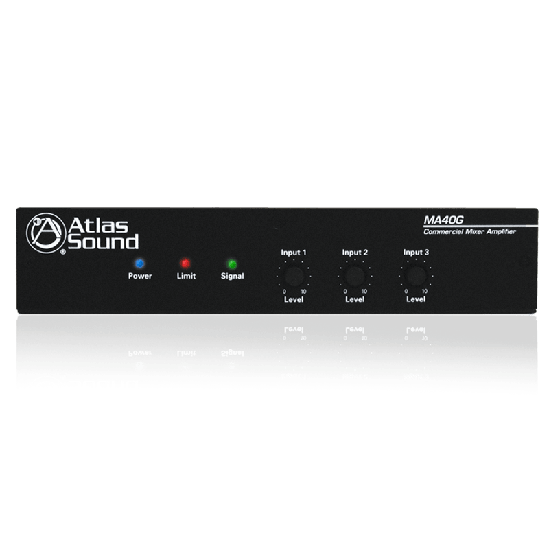 Atlas Sound MA40G 3-Input, 40-Watt Mixer Amplifier with Global Power Supply