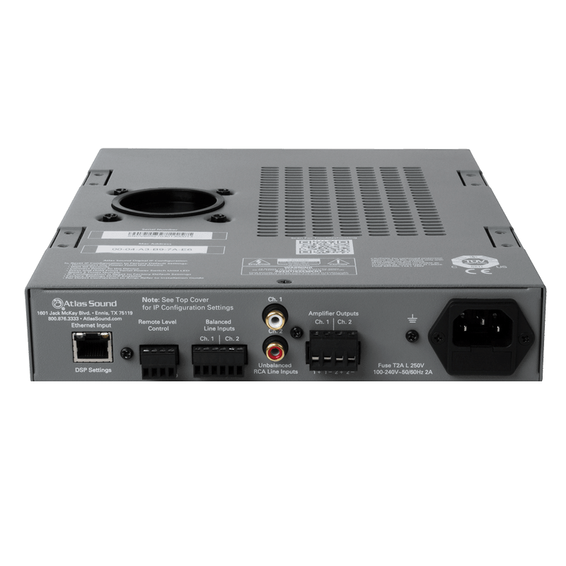 Atlas Sound DPA-102PM 2-Channel x 100-Watt 4Ω Networkable Pole Mount Power Amplifier