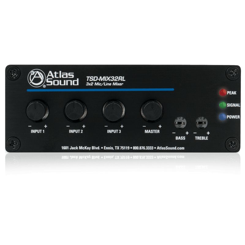 Atlas Sound TSD-MIX32RL 3x2 Stereo Line Mixer with Remote Level