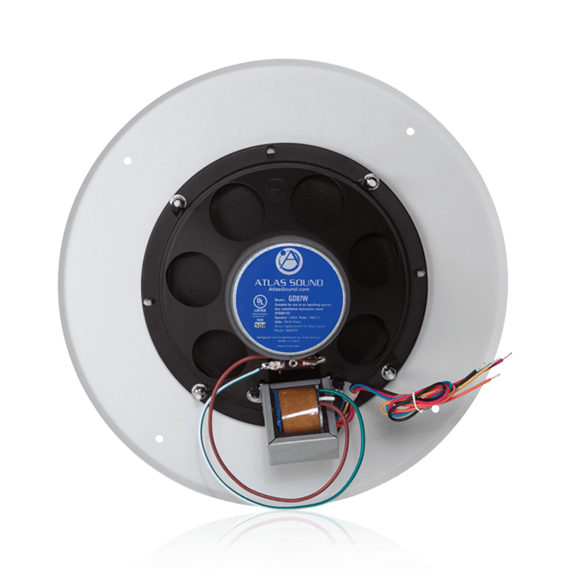 Atlas Sound DD87W-HC 8" In-Ceiling Coaxial Speaker with 70.7V 8-Watt Transformer, Baffle, and Hyfidrophobic™ Treatment Coating