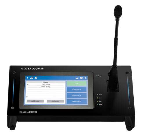 Atlas Sound IPCSDTOUCH-G – GLOBALCOM.IP Touch Screen Digital Communication Station with Gooseneck Microphone Communication Station Atlas Sound
