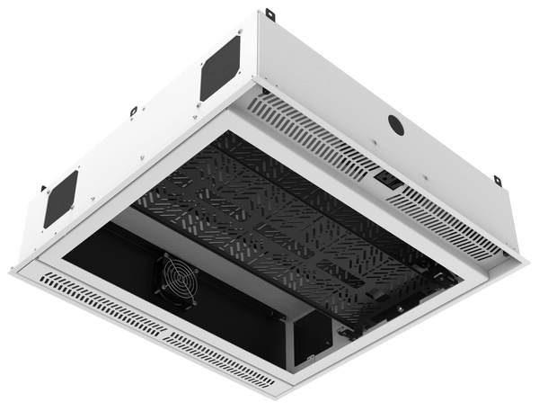 Atlas Sound CR222-NR 2' x 2' Ceiling-Mount Rack with 2RU, Standard-Width, AmbiTILT™ Shelf and Integrated AC Power Pack - Without Projector Pole Adapter