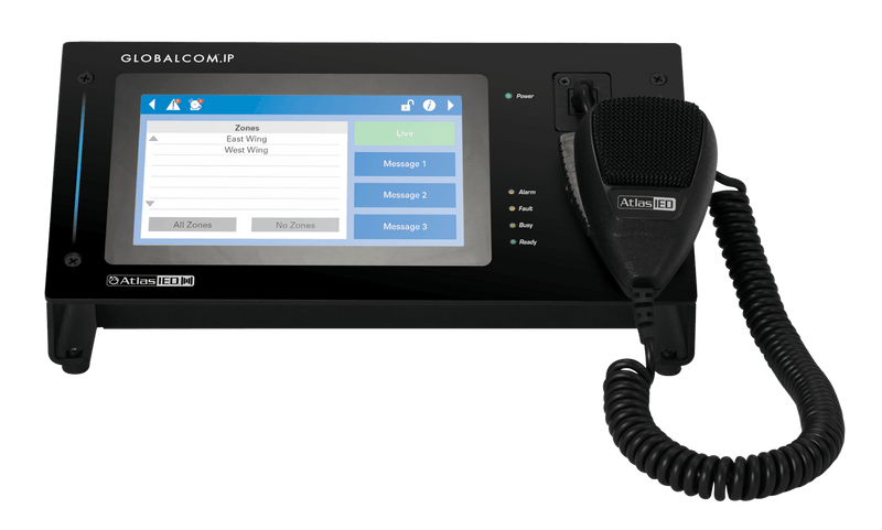 Atlas Sound IPCSDTOUCH-H GLOBALCOM®.IP Touch Screen Digital Communication Station with Dante® Message Channels and Handheld Mic