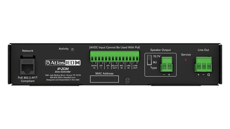 Atlas Sound IP-ZCM1RMK Single PoE+ IP Addressable IP-to-Analog Gateway with Integrated Amplifier and Rack Mount Kit