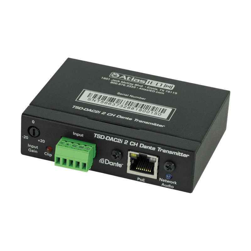 Atlas Sound TSD-DAC2I 2-Channel Balance Line Input to Dante® Interface