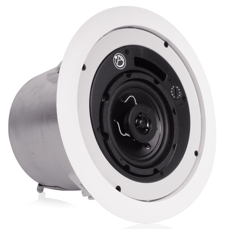 Atlas Sound FAP42T 4" Coaxial In-Ceiling Speaker with 16-Watt 70/100V Transformer and Ported Enclosure (Pair, White)