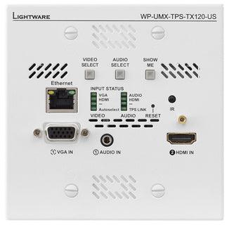 Lightware WP-UMX-TPS-TX120-US White UMX Series TPS (HDBaseTTM) Wallplate for VGA and HDMI - 91540041