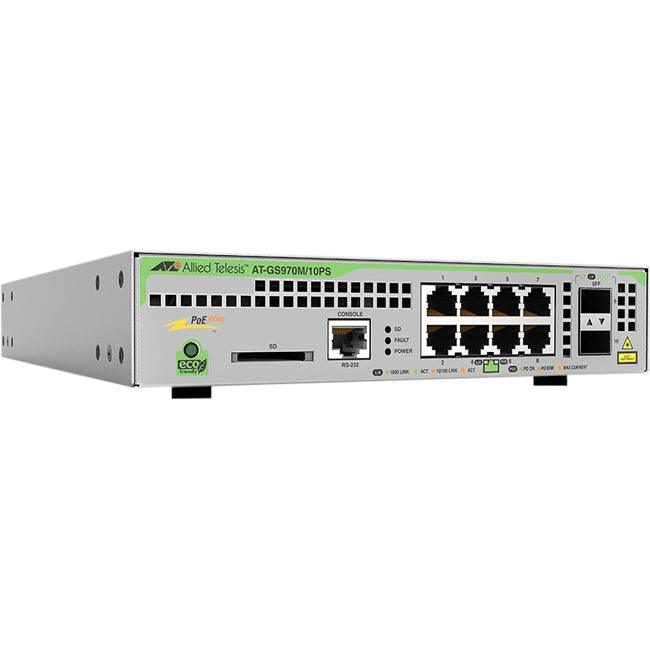 Allied Telesis AT-GS970M/10PS-R-10 L2+ MANAGED 8 X 10/100/1000MBPS POE+ 2 X SFP UPLINK 1 FIXED AC PS