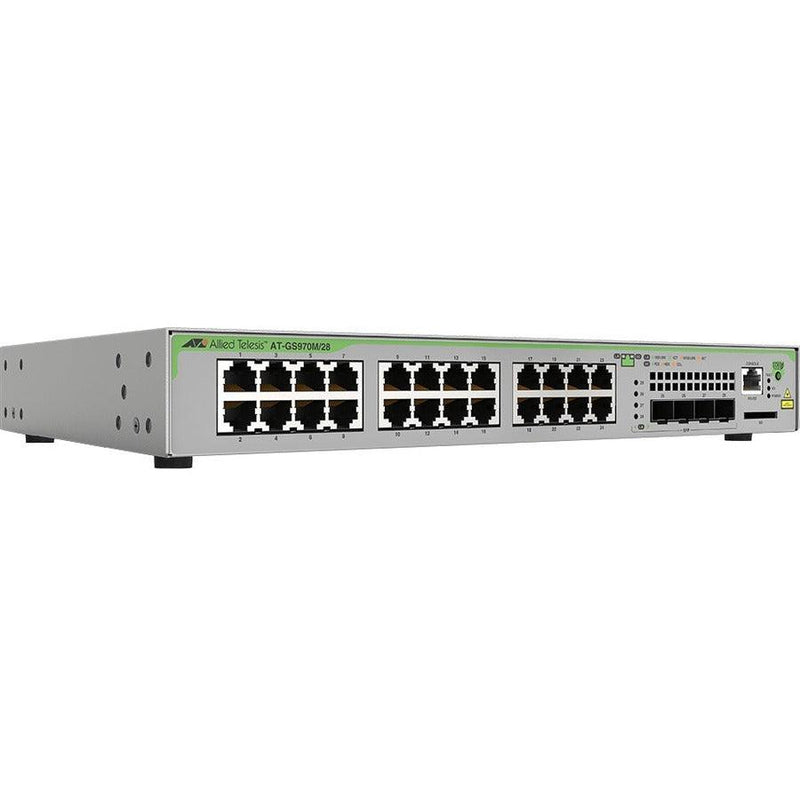 Allied Telesis AT-GS970M/28-10 L2+ MANAGED 24X10/100/1000MBPS 4XSFP UPLINK SLOT 1FIXED AC US PS