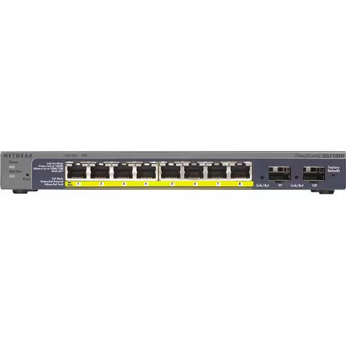 Netgear ProSafe GS110TP Ethernet Switch - 8 Ports - Manageable - 3 Layer Supported - Modular - 2 SFP Slots