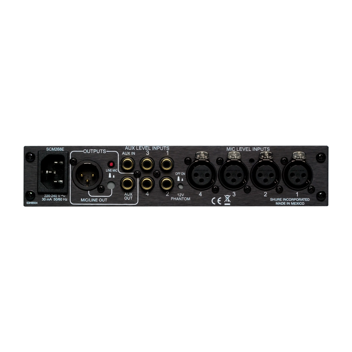 Shure SCM268 – Four-Channel Transformer Balanced Microphone Mixer Microphones Shure