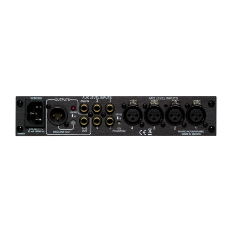Shure SCM268 Four-Channel Transformer Balanced Microphone Mixer with Phantom Power, AC only, Half Rack Space, Single and Dual Mount Microphnes Shure