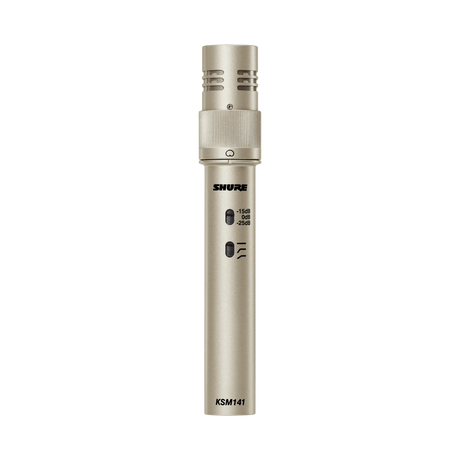 Shure KSM141/SL Dual-Pattern (Cardioid/Omnidirectional) Studio Condenser Microphone (Champagne), Foam Windscreen and Carrying Case Microphnes Shure