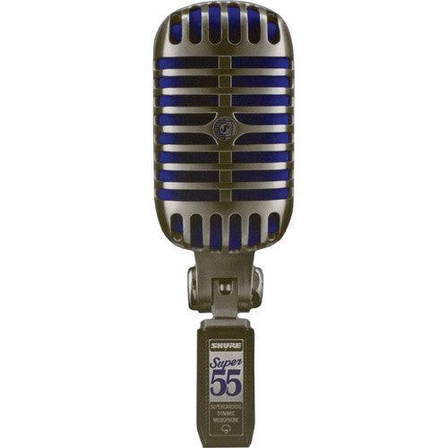 Shure SUPER 55-TA Supercardioid Dynamic Microphone (Chrome with Blue Foam) (TAA-Compliant)