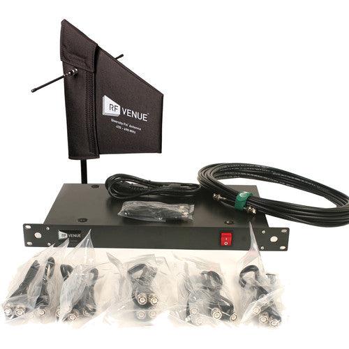 Audio-Technica DFINDISTRO4 RF Venue 4-Channel Antenna Distributor with Cloth-Covered Diversity Fin Antenna and Cables Bundle