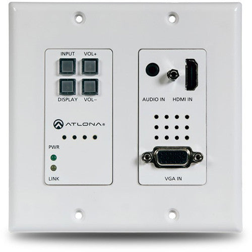 Atlona Two-Input Wall Plate HDBaseT Transmitter for HDMI and VGA With Ethernet - AT-HDVS-200-TX-WP