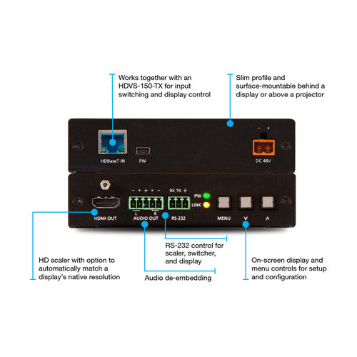 Atlona HDBaseT TX/RX with Three-Input Switcher and HD Scaler Kit - AT-HDVS-150-KIT