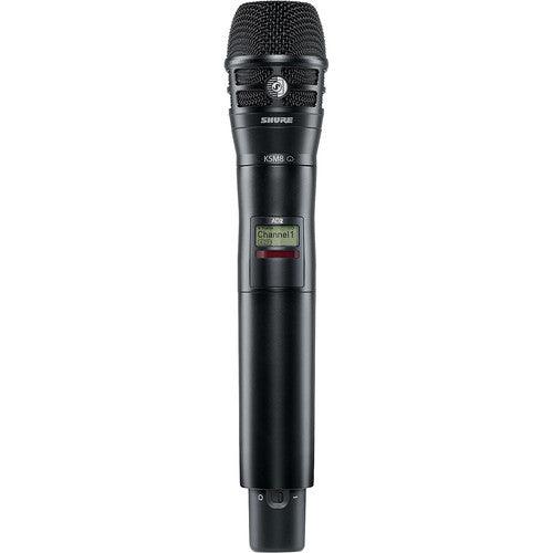 Shure AD2TA/K8B=-X55 Digital Handheld Wireless Microphone Transmitter with KSM8 Capsule (X55: 941 to 960 MHz, Black) (TAA-Compliant)