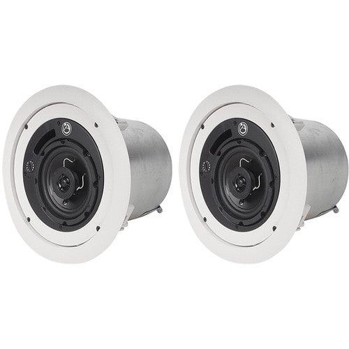 Atlas Sound FAP42T-UL2043 4" Shallow Mount Coaxial In-Ceiling Speaker with 16-Watt 70/100V Transformer and UL2043 Certification (Pair, White)