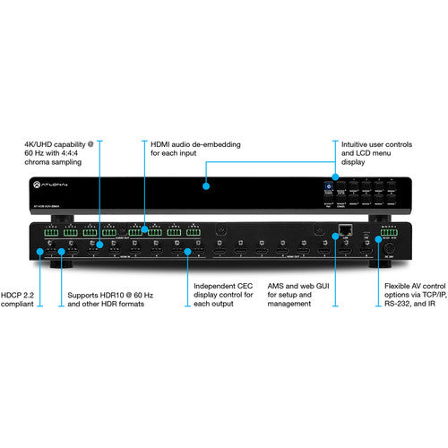 Atlona 8x8 4K/UHD HDMI Matrix Switcher - AT-HDR-H2H-88MA