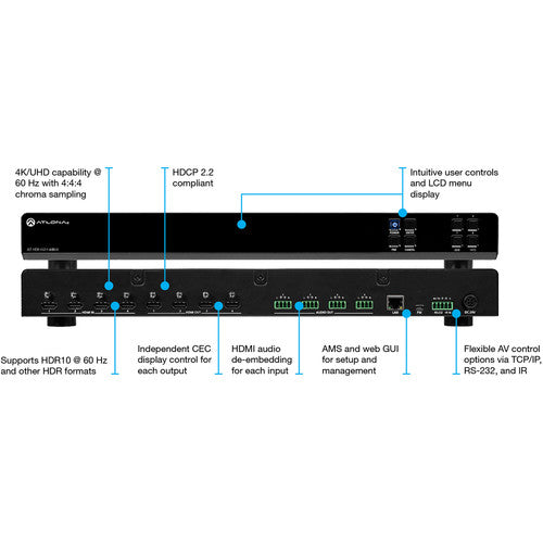 Atlona 4K HDR 4x4 HDMI Matrix Switcher - AT-HDR-H2H-44MA