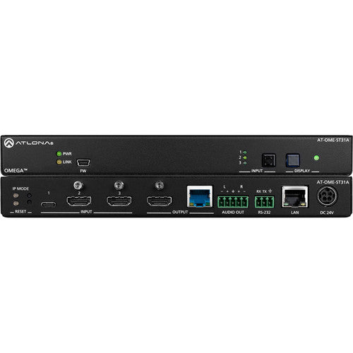 Atlona Omega 4K/UHD 3-Channel HDMI/USB-C Switcher and HDBaseT Transmitter - AT-OME-ST31A