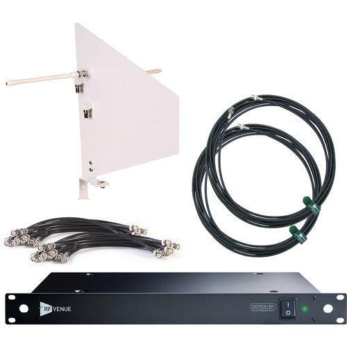 Audio-Technica DFINWD9 RF Venue DISTRO9 HDR 9-Channel Antenna Distributor Bundle (White Wall-Mount Diversity Fin)