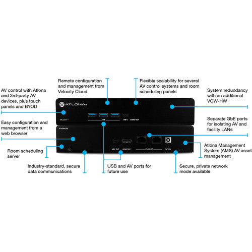 Atlona AT-VGW-HW-10 Velocity Atlona Velocity Hardware Gateway for AV Control, Management & Room Scheduling (10 Rooms)