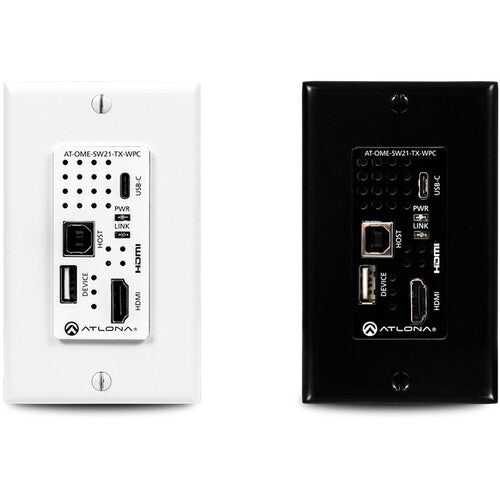 Atlona HDBaseT Wall Plate Transmitter for HDMI and USB Type-C with USB Hub - AT-OME-SW21-TX-WPC