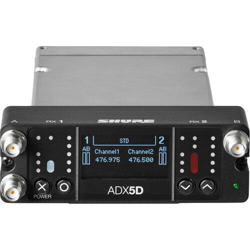 Shure ADX5DUSTA=-A Digital Dual-Channel Slot-Mount Wireless Receiver (470 to 636 MHz) (TAA-Compliant)