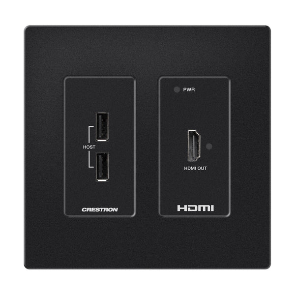 Crestron HD-RXU-4KZ-101-2G-B DM Lite® 4K60 4:4:4 Receiver for HDMI® and USB 2.0 Signal Extension over CATx Cable, Wall Plate, Black